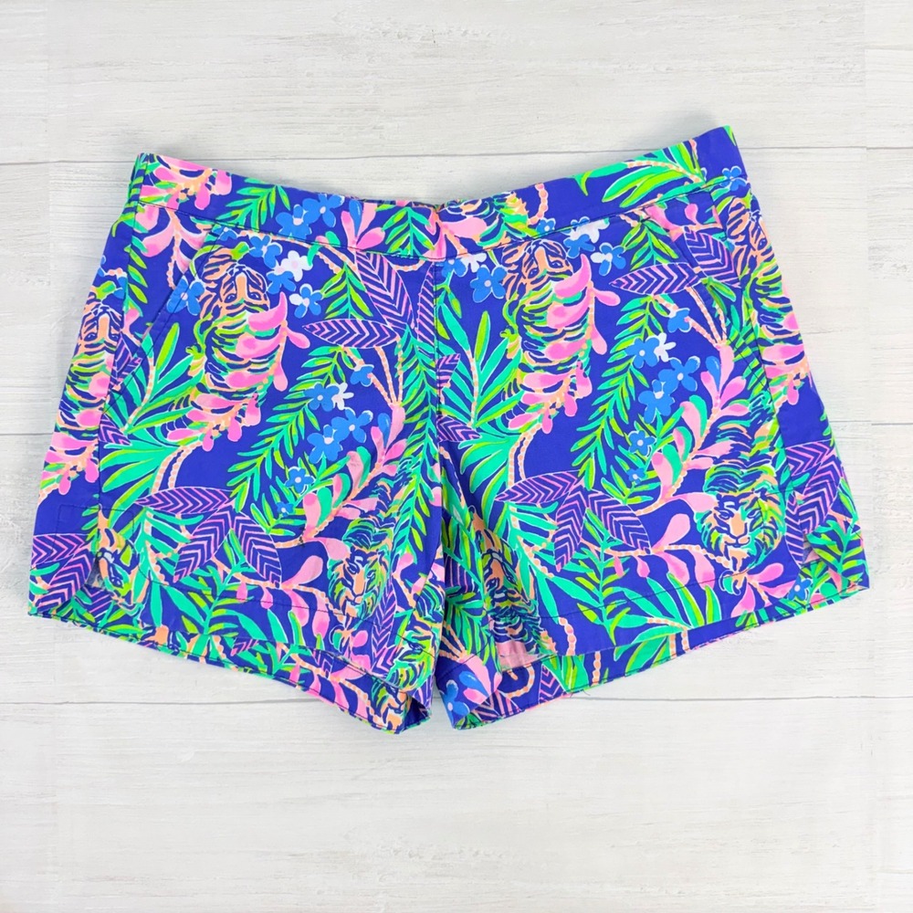 Lilly Pulitzer Shorts Women S Blue Ocean View Tropical Resort Summer Print